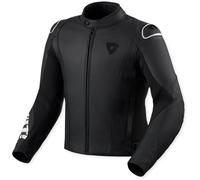 Revit Quadratic Logo Chaqueta de cuero de motocicleta perforada, Negro/Blanco, Talla 52