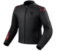 Revit Quadratic Logo Chaqueta de cuero de motocicleta perforada, negro/neón rojo, Talla 56