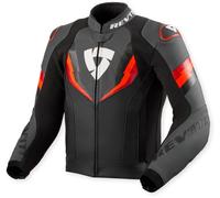 Revit Quantum 3 Chaqueta de cuero para moto perforada, negro-rojo, tamaño 52 para Hombres