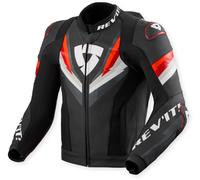 Revit Quantum 3 Pro Chaqueta de cuero para moto perforada, negro/neón rojo, Talla 48