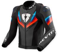 Revit Quantum 3 Pro Chaqueta de cuero para moto perforada, negro/rojo/azul, Talla 46