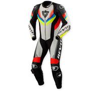 Revit Quantum 3 Traje de cuero de moto de una pieza perforado, Gris/amarillo neón, Talla 52
