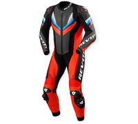 Revit Quantum 3 Traje de cuero de moto de una pieza perforado, negro/neón rojo, Talla 54
