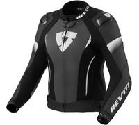 Revit Xena 4 Pro Chaqueta de cuero de moto para mujer, Negro/Blanco, Talla 38