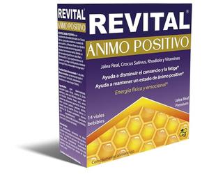 Revital Ánimo Positivo - 14 Viales Bebibles con Jalea Real, Crocus Sativus, Rhodiola, y Vitaminas - Energía física y emocional - Complemento Alimenticio Natural