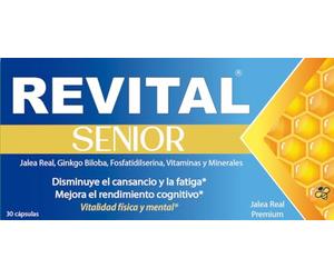 Revital Senior - 30 Cápsulas con Jalea Real, Ginkgo Biloba, Glutatión, Vitaminas A, C, D, Grupo B, Magnesio, Hierro y Zinc - Energía Física y Mental