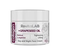 RevitaLAB - Crema hidratante antiarrugas de día y de noche con colágeno enriquecida con ácido hialurónico, L-arginina, retinol y un filtro UVA/UVB, franja de edad 50-65, 50 ml