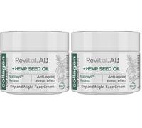 RevitaLAB Day and Night Collagen Anti-Aging Moisturiser, enriched with Hyaluronic Acid, Matrixyl® 3000, Hemp Seed Oil, and a UVA/UVB Filter for Ages 60-75, 50 ml (Paquete de 2)