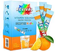 Revival Kids Vitamins Squash Drink - Electrolitos y Vitaminas D, A, C, K, B6, B12 - Hidratación, Inmunidad, Crecimiento, Desarrollo - Jugo de Piña y Naranja 6 Paquetes