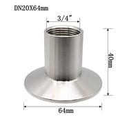 Revive Furniture 1/8 1/4 1/2quot;3/4 1 1-1/4 2quot;Adaptadores for accesorios de tubería de virola roscada hembra de acero inoxidable 304 for calentador(DN20 Ferrule OD 64,SS304)
