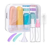 Revivoer Botellas de Viaje Silicona, 16 Piezas Kit de Botes Viaje Accesorio Portátil con Travel Bottles Frascos de Spray Tarros de Mascarilla para Gel Líquidos Champú Crema Loción (Color)