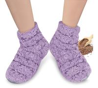 REVIX Botines y calentadores de pies calientes para microondas para mujeres y hombres, calentador de pies con terapia de calor húmedo de linaza para pies fríos, morado, L