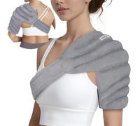 REVIX Shoulder Heating Pad Microwavable for Rotator Cuff Discomfort Relief, Moist Heating Pads Microwavable with Adjustable Strap, Microwavable Heating Pads for Shoulder Upper Back Relaxation, Gray S