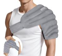 REVIX Shoulder Heating Pad Microwavable for Rotator Cuff Discomfort Relief, Moist Heating Pads Microwavable with Adjustable Strap, Microwavable Heating Pads for Shoulder Upper Back Relaxation, Gray XL