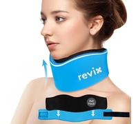 REVIX Suave vendaje cervical cervical, soporte cervical ajustable con paquete de gel caliente y frío, para aliviar el dolor de cuello y cuello para dormir, estabiliza y alivia el
