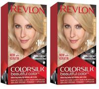Revlon - Colorsilk Beautiful Color, Coloración Capilar Permanente, con Keratina y Aminoácidos, Color Intenso, Larga Duración, Sin Amoníaco, Resultado Natural, Tono 80 RUBIO CLARO CENIZO (Paquete de 2)