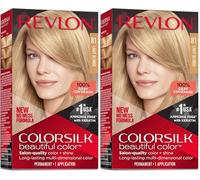 REVLON Colorsilk Beautiful Color - Tinte permanente para el cabello con tecnología de gel 3D y queratina, 100% cobertura de canas, rubio claro 81 (Paquete de 2)