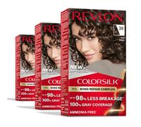 Revlon ColorSilk con complejo Bond Repair, tinte permanente para cabello casta o, cobertura de canas al 100 %, sin amon aco, queratina vegana, 30