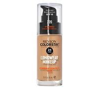 REVLON - ColorStay Base de Maquillaje SPF 15, con Vitamina E, Cobertura Media-Alta, Larga Duración, Acabado Mate, Resistente al Agua, para Piel Mixta-Grasa, Tono 220, Natural Beige - 30 ml