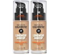 REVLON - ColorStay Base de Maquillaje SPF 15, con Vitamina E, Cobertura Media-Alta, Larga Duración, Acabado Mate, Resistente al Agua, para Piel Mixta-Grasa, Tono 180, Sand Beige - 30 ml (Paquete de 2)