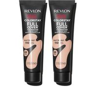 REVLON ColorStay Full Cover Foundation, Base de Maquillaje SPF10 con Cobertura Total y un Acabado Mate Profesional, Fórmula de Larga Duración 24H, Textura Ligera, Tono 110 Ivory, 30 ml (Paquete de 2)