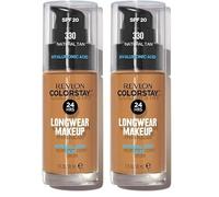 REVLON - ColorStay Makeup, Base de Maquillaje SPF 20 con Ácido Hialurónico, Sin Aceites, 24 h de Duración, Acabado Natural, Resistente al Agua, para Piel Normal y Seca, Tono 330, Natural Tan - 30 ml