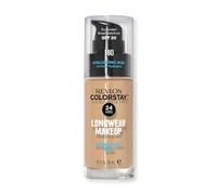 REVLON - ColorStay Makeup, Base de Maquillaje SPF 20 con Ácido Hialurónico, Sin Aceites, 24 h de Duración, Acabado Natural, Resistente al Agua, para Piel Normal y Seca, Tono 180, Sand Beige - 30 ml