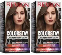 Revlon Colorstay Tinte Pelo Mujer, Coloración Permanente de larga duración, Incluye mascarilla potenciadora del color, Hasta 8 semanas de color, Tono 5 Castaño Claro (Paquete de 2)