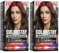 Revlon Colorstay Tinte Pelo Mujer, Coloración Permanente de larga duración, Incluye mascarilla potenciadora del color, Hasta 8 semanas de color, Tono 5.3 Castaño Claro Dorado (Paquete de 2)