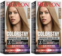 Revlon Colorstay Tinte Pelo Mujer, Coloración Permanente de larga duración, Incluye mascarilla potenciadora del color, Hasta 8 semanas de color, Tono 8 Rubio Claro (Paquete de 2)