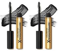 Revlon ColorStay Xtensionnaire Máscara alargadora, 2 en 1 sérum y máscara de pestañas con cepillo cónico para pestañas 2 veces más largas con Pro Vitamina B5 a prueba de manchas NWP Blackest Black 201