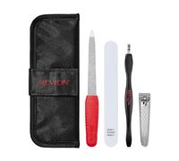 Revlon Juego de cuidado de uñas con estuche de viaje, recortador de cutículas de doble extremo, cortaúñas de hoja curvada, lima de uñas compacta y pulidor, rojo, 1 unidad