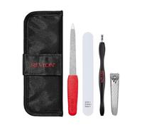 Revlon Kit esencial de manicura con estuche de viaje, juego de manicura para el cuidado de uñas con cortador de cutículas de doble extremo, cortaúñas de hoja curvada, lima esmeril compacta y pulidor