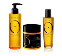 REVLON PROFESSIONAL Orofluido Rutina Champú Hidratante 240 ml, Mascarilla Nutritiva 250 ml, Elixir con Aceite de Argán 100 ml- Limpieza Suave, Reparación, Brillo y Suavidad para Todo Tipo de Cabello