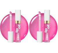 Revlon Super Lustrous Glimmer Lip Oil, Aceite labial hidratante, Tinte de labios, con Aceite de escualano vegetal, 004 Gone Rose (Paquete de 2)