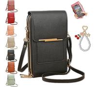 Revlrostre Anti-Theft Leather Bag, Women's Portable Touchscreen Phone Crossbody Bag with Strap (A)