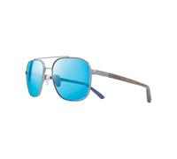 Revo Gafas de sol Harrison: lente de cristal polarizado con marco de navegador de metal, marco de bronce con lente azul
