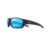Revo Gafas de sol Jasper: lente de cristal polarizado con marco envolvente rectangular grande, marco negro mate con lente azul H20
