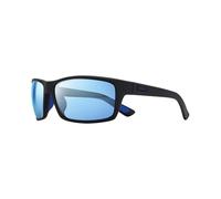 Revo Gafas de sol Rebel x Bear Grylls: Lente Serilium polarizada para hombre con montura envolvente rectangular, montura negra mate con lente agua azul