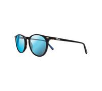 Revo Gafas de sol Sierra: Filtros de lentes de cristal polarizados UV, marco redondo pequeño, marco de tortuga con lente azul
