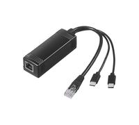 REVODATA Divisor PoE Gigabit Doble Salida Tipo C, Salida USB-C de 12 V y 2,5 A máx., IEEE 802.3af/at, 10/100/1000 Mbps, Potencia Total de 30 W, Plug and Play (PD3009G)