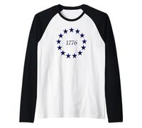 Revolución Americana 13 colonias 1776 13 Estrellas Camiseta Manga Raglan