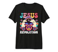 Revolución de Jesús Cristiano Hippie Arco Iris Religioso Hippy Camiseta Premium