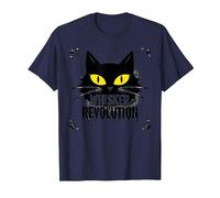 Revolución de los Bigotes: Arte del Levantamiento felino Camiseta, Hombre, Azul Marino, M