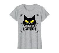 Revolución de los Bigotes: Arte del Levantamiento felino Camiseta, Mujer, Gris Jaspeado, S
