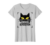 Revolución de los Bigotes: Arte del Levantamiento felino Camiseta, Mujer, Plata, XL