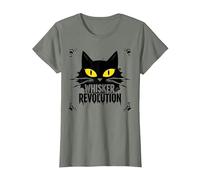 Revolución de los Bigotes: Arte del Levantamiento felino Camiseta, Mujer, Verde Militar Jaspeado, XXL