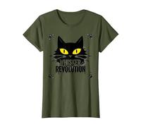 Revolución de los Bigotes: Arte del Levantamiento felino Camiseta, Mujer, Verde Oliva, L
