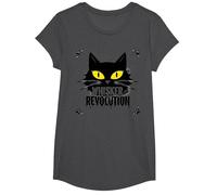 Revolución de los Bigotes: Arte del Levantamiento felino Camiseta, Niñas, Jaspeado Oscuro, Mediano
