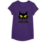 Revolución de los Bigotes: Arte del Levantamiento felino Camiseta, Niñas, Morado, L